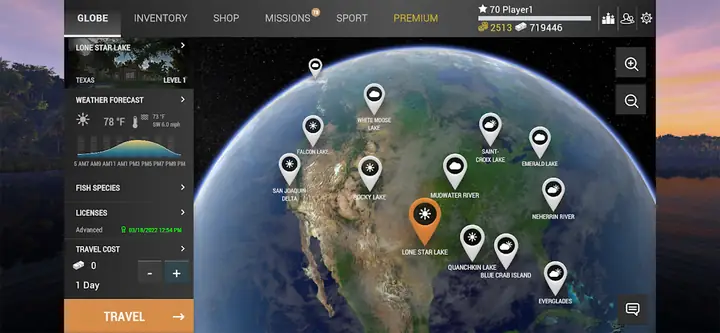 Fishing Planet: mapa-múndi para escolher o destino de pesca